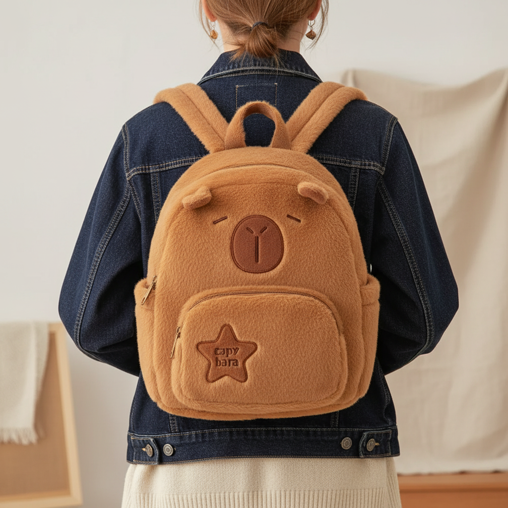 Capyraffy Plüsch-Rucksack aus Kunstfell