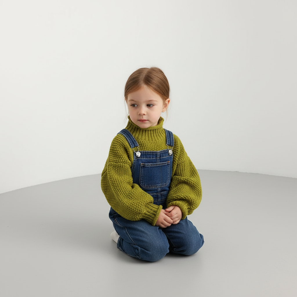 Kinder Gerippter Rollkragenpullover
