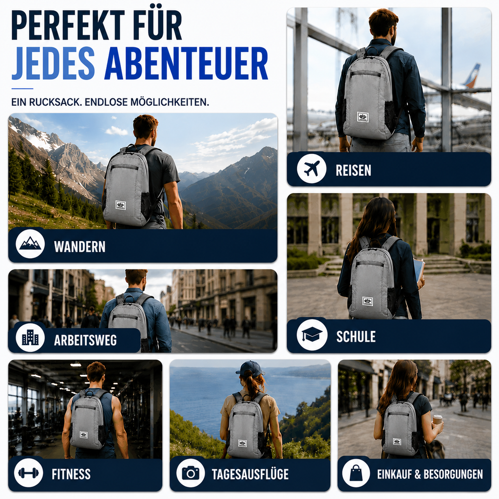 Compactrek Faltbarer 20L Outdoor-Tagesrucksack