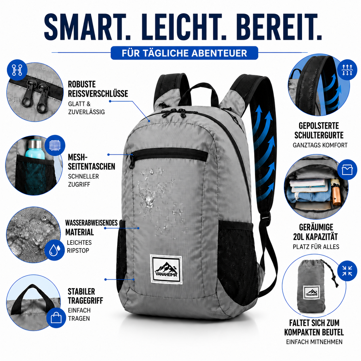 Compactrek Faltbarer 20L Outdoor-Tagesrucksack