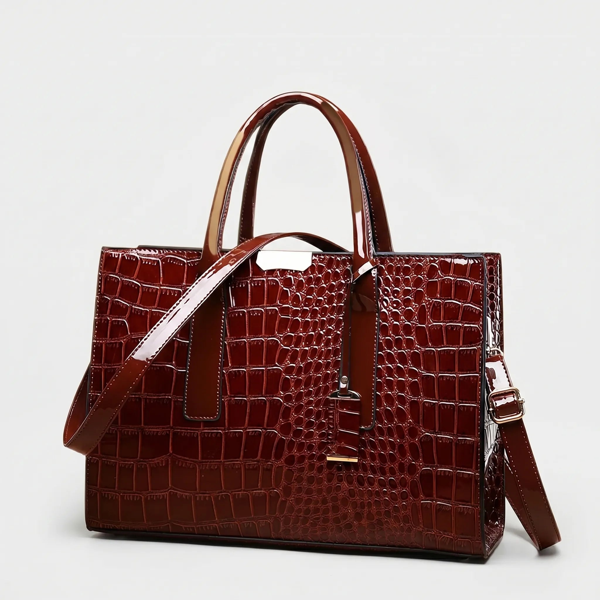 Crocovelle Strukturierte Handtasche Mit Kroko-Prägung