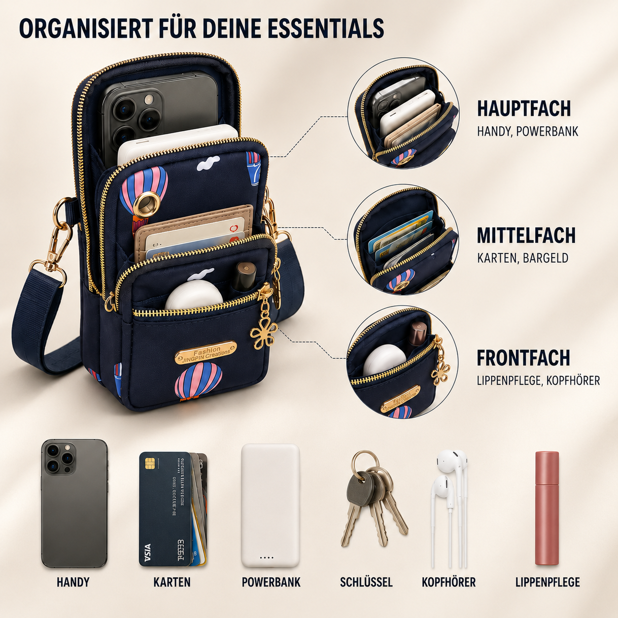 Crossette Kleine Zip-Umhängetasche