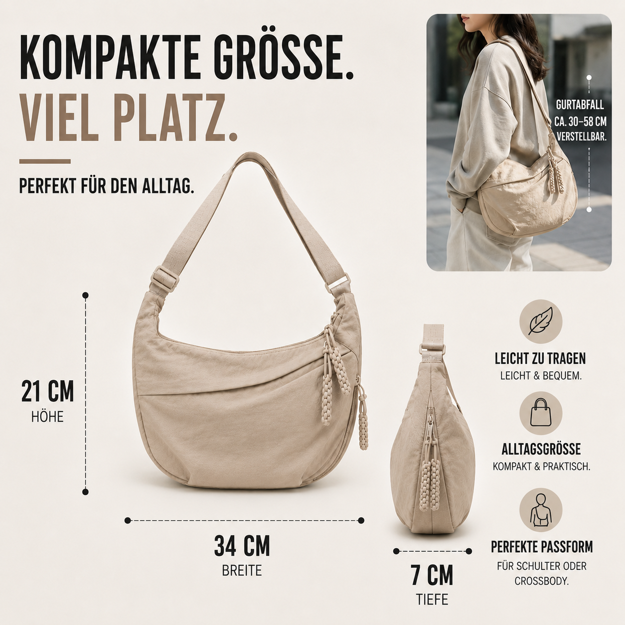 Dumplia Große-Kapazität Slouchy Umhängetasche
