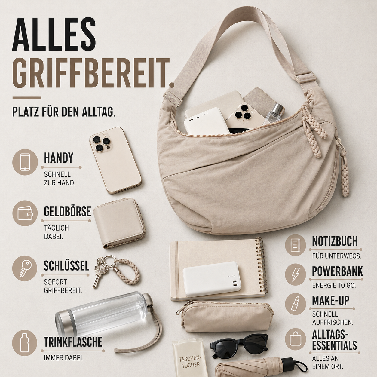 Dumplia Große-Kapazität Slouchy Umhängetasche