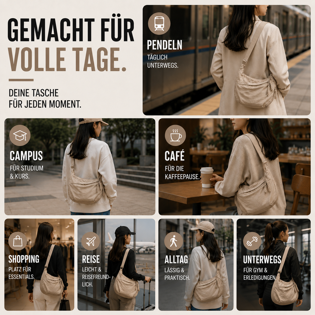 Dumplia Große-Kapazität Slouchy Umhängetasche