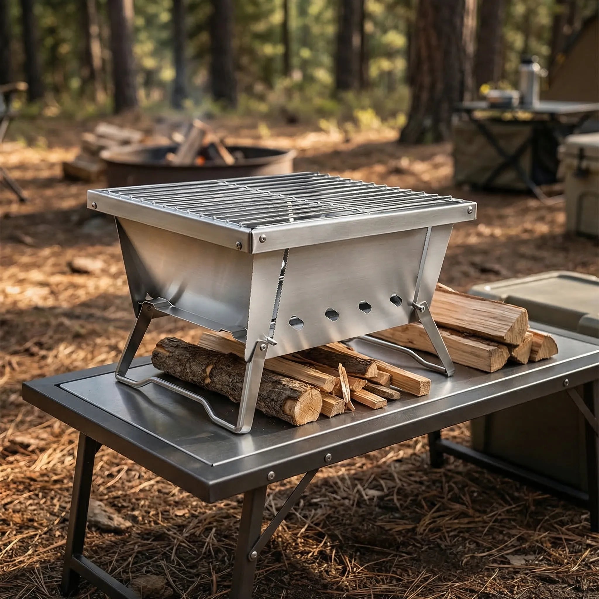 Fieldrix Klappbarer IGT-Campingtisch Mit Grill