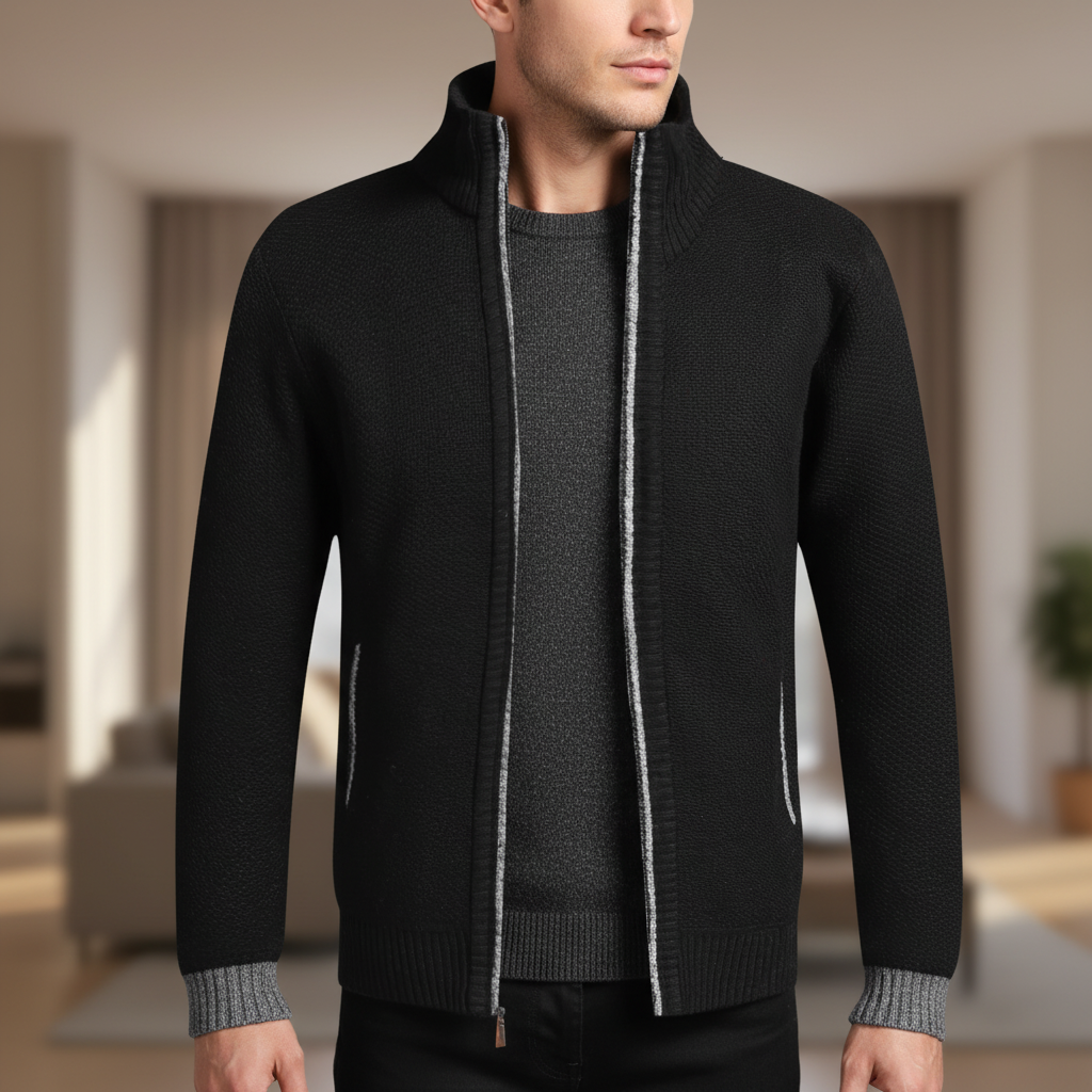 Gefütterter Cardigan mit durchgehendem Reißverschluss