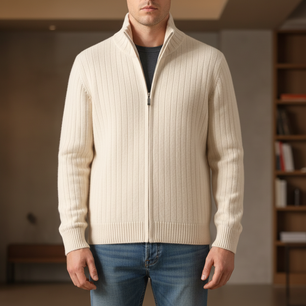 Merino-Strickjacke mit durchgehendem Reißverschluss