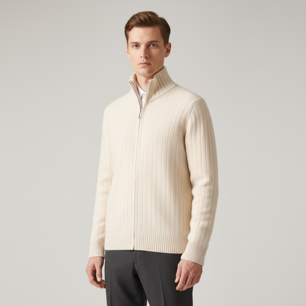 Merino-Strickjacke mit durchgehendem Reißverschluss