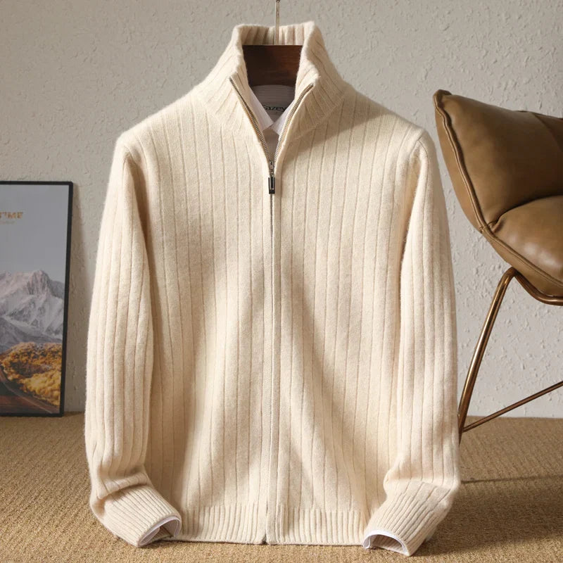Merino-Strickjacke mit durchgehendem Reißverschluss