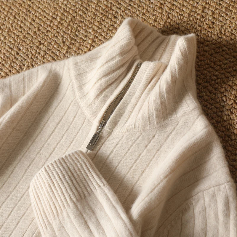 Merino-Strickjacke mit durchgehendem Reißverschluss
