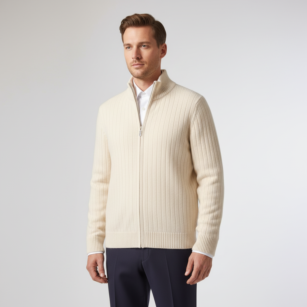 Merino-Strickjacke mit durchgehendem Reißverschluss