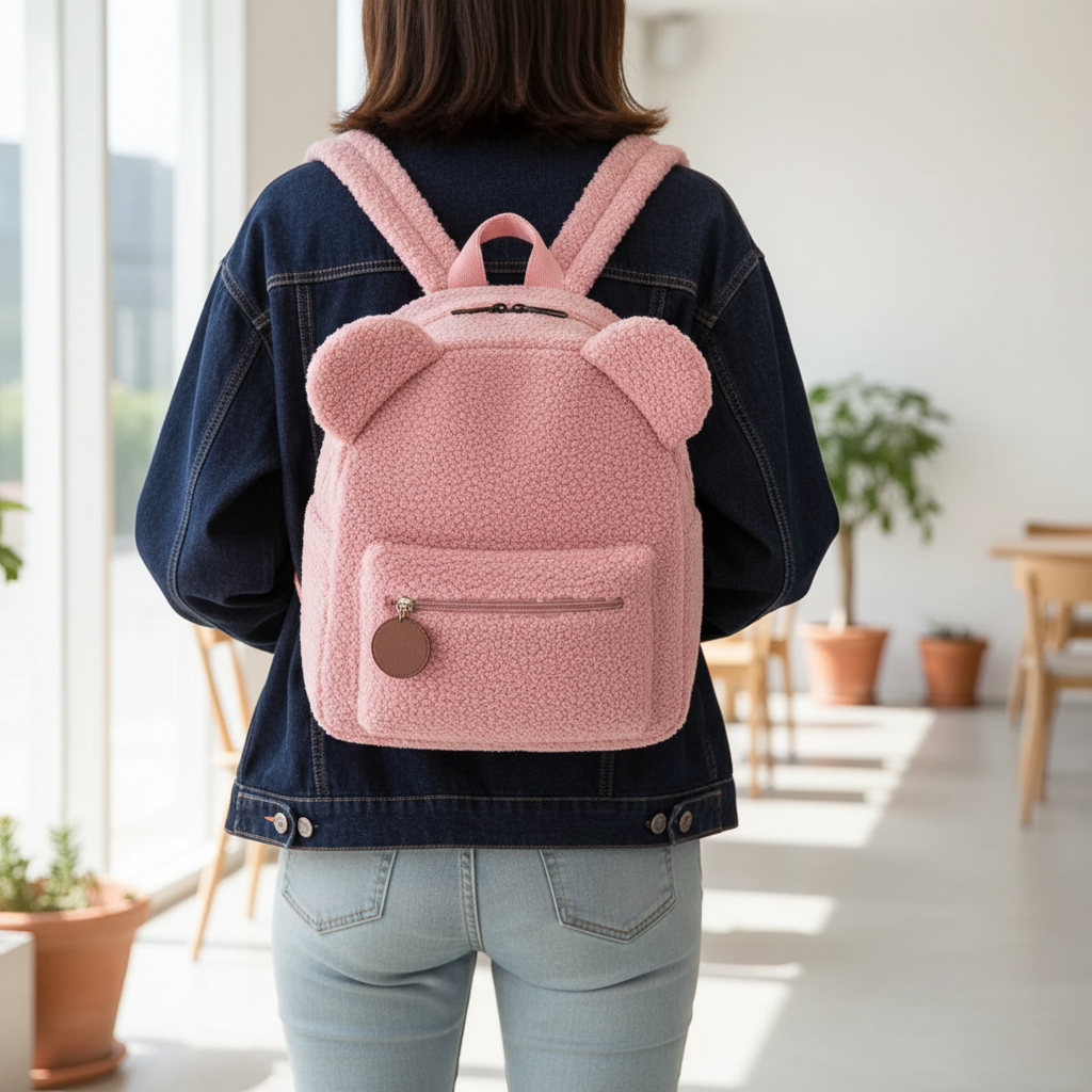 Fuzzaro Kleiner Plüsch-Flanell-Rucksack