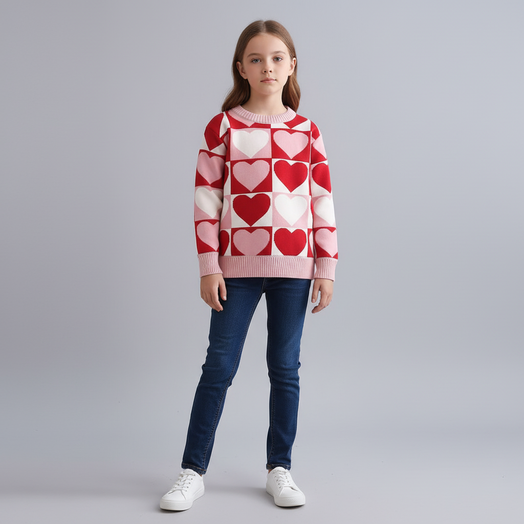 Mädchen Gestrickter Rundhalspullover
