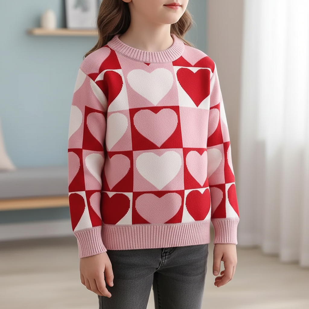 Mädchen Gestrickter Rundhalspullover