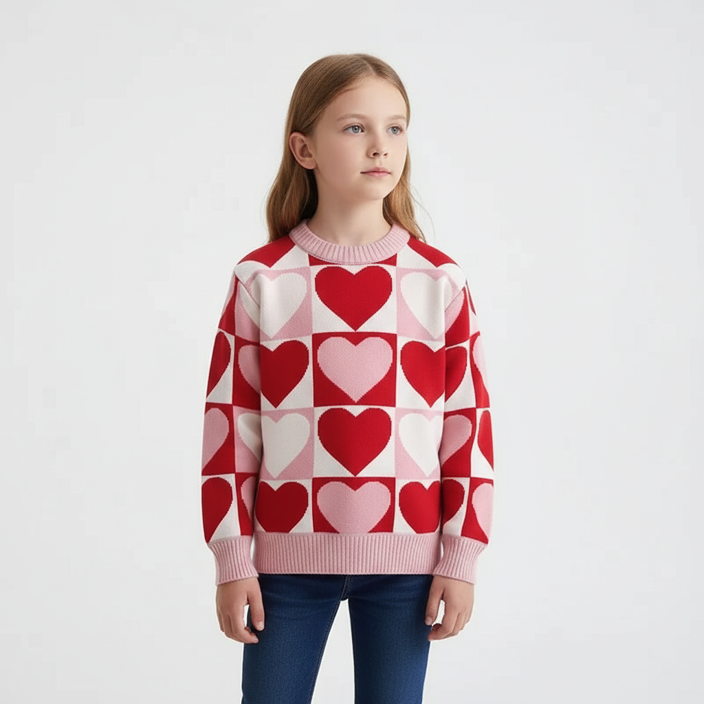 Mädchen Gestrickter Rundhalspullover