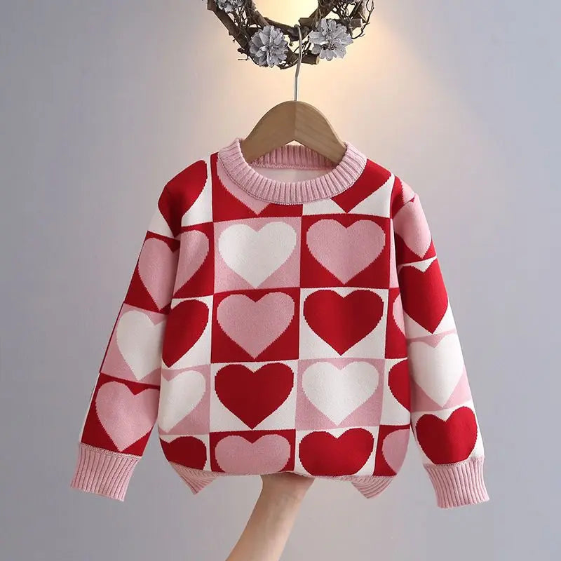 Mädchen Gestrickter Rundhalspullover