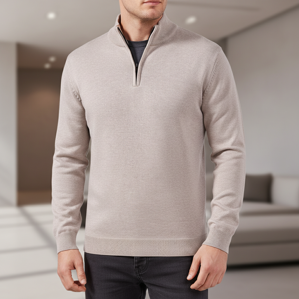 Strickpullover mit halbem Reißverschluss