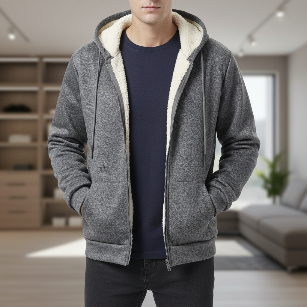 Schwere Kapuzenjacke mit Reißverschluss