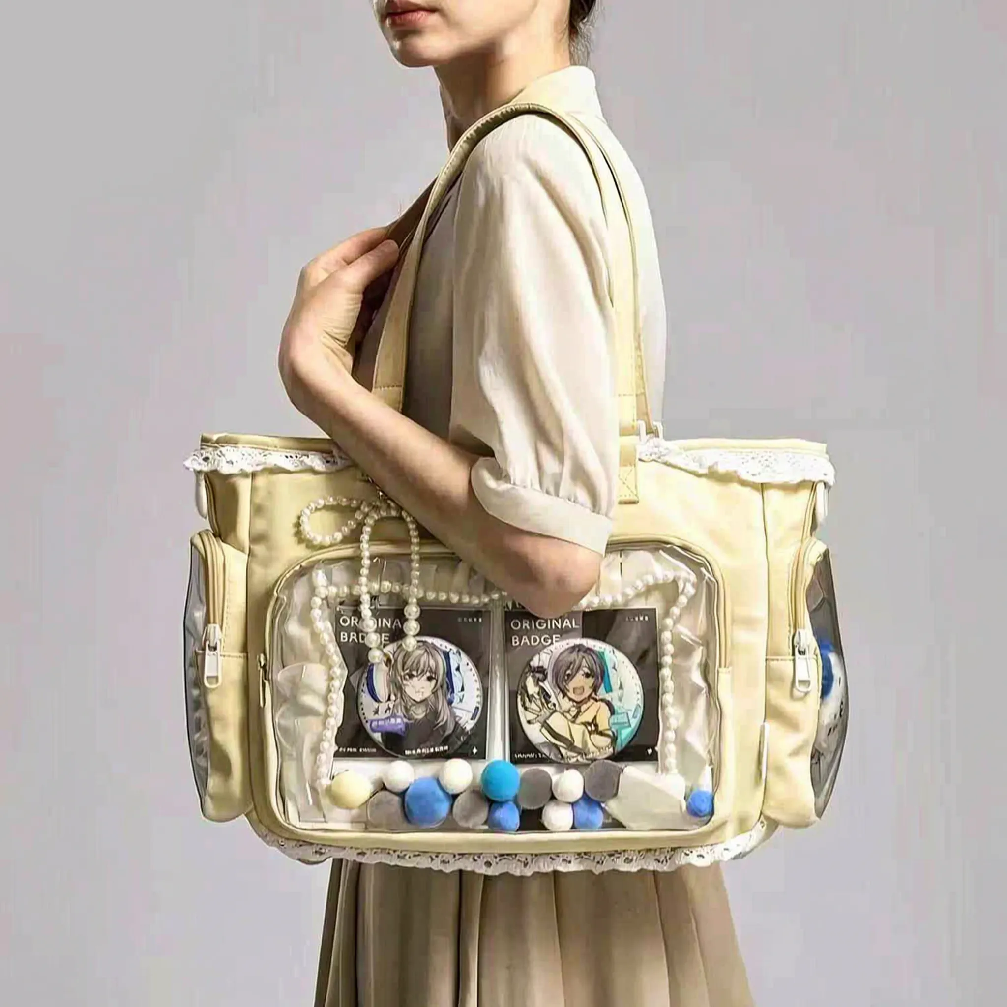 Itavelle Japanischer Itabag Mit Transparentem Display-Fenster