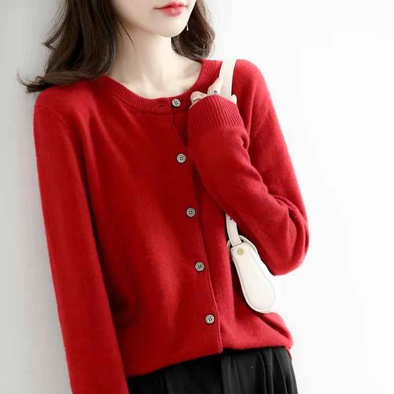 Gestrickte Langarm-Strickjacke