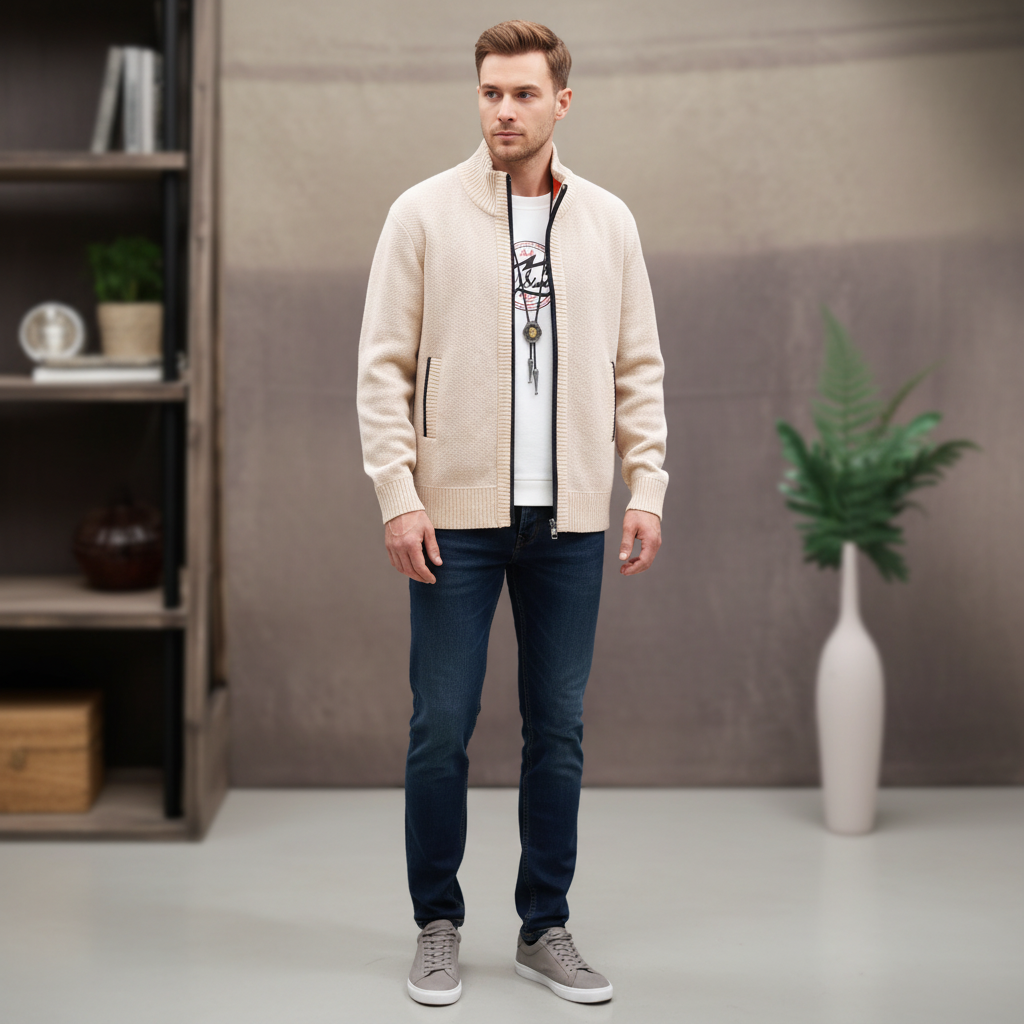 Strickcardigan mit Reißverschluss vorne
