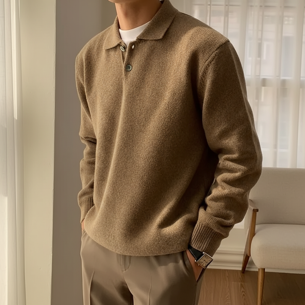 Koreanischer Polokragen-Pullover für Herren