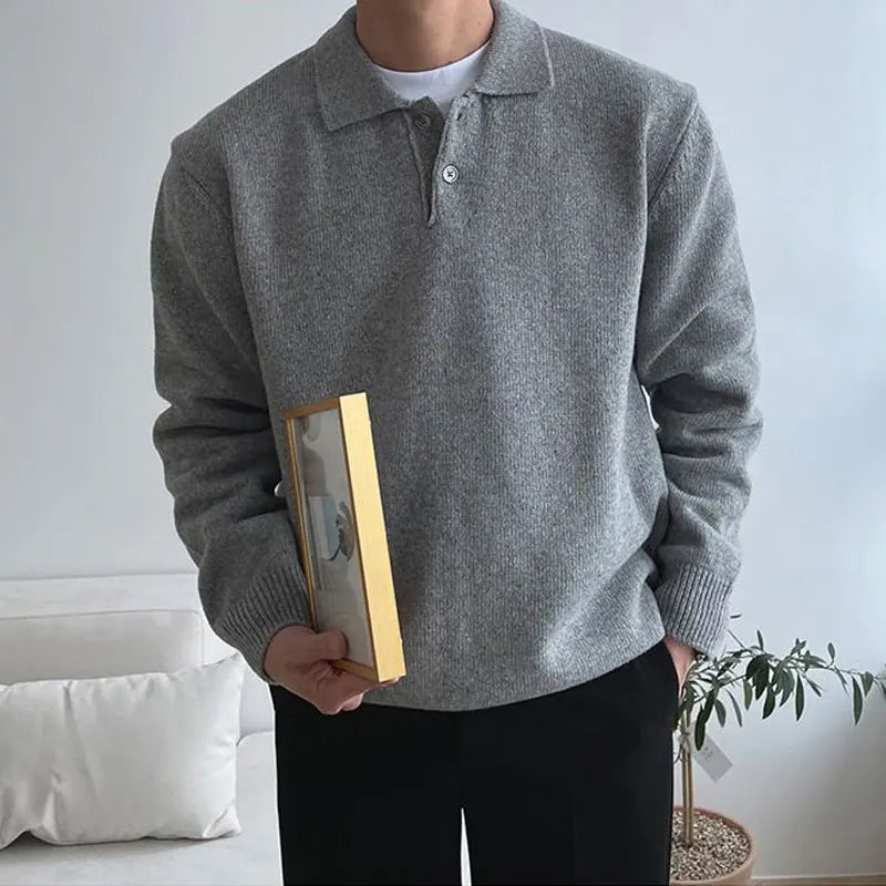 Koreanischer Polokragen-Pullover für Herren