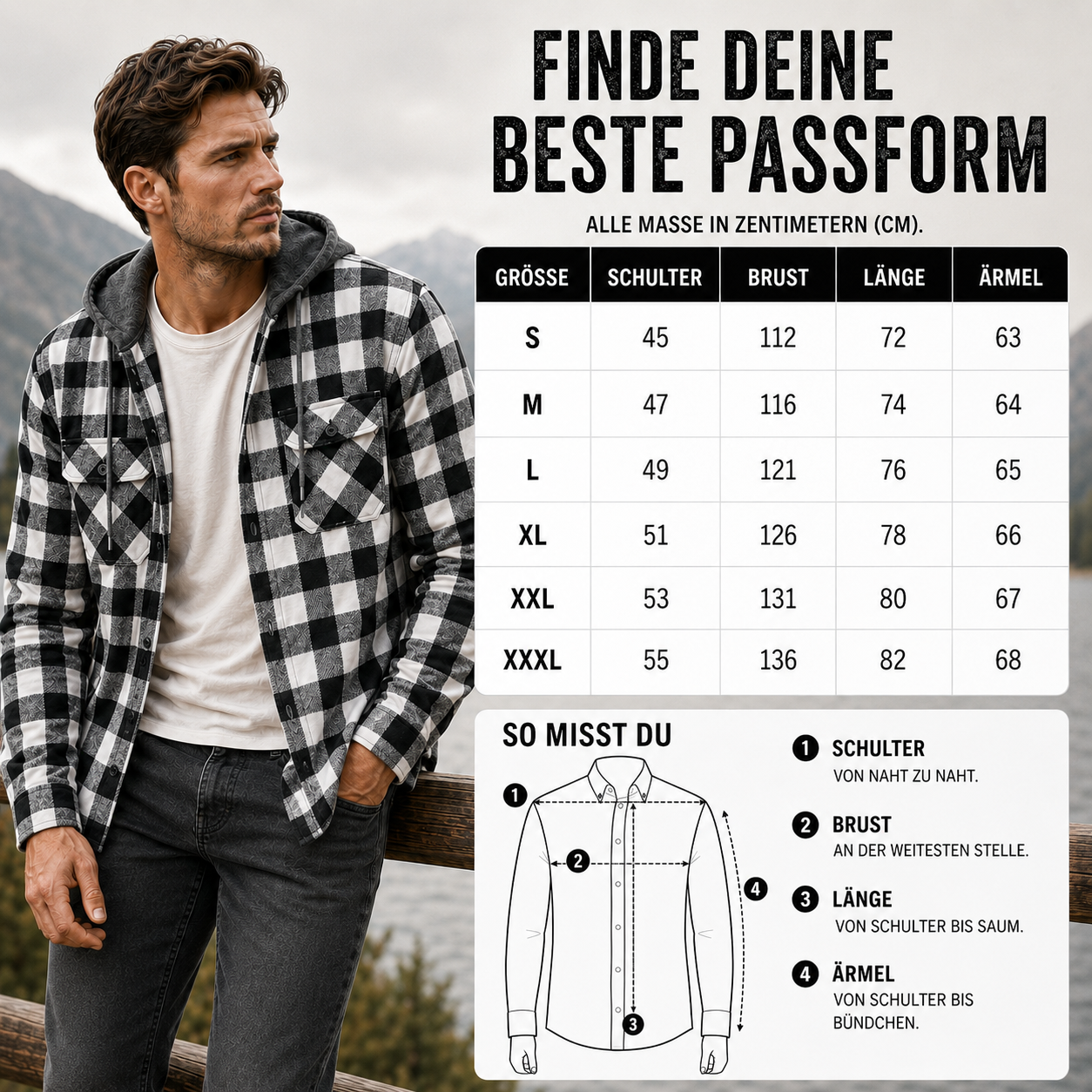 Langärmeliges Flanellhemd mit Kapuze