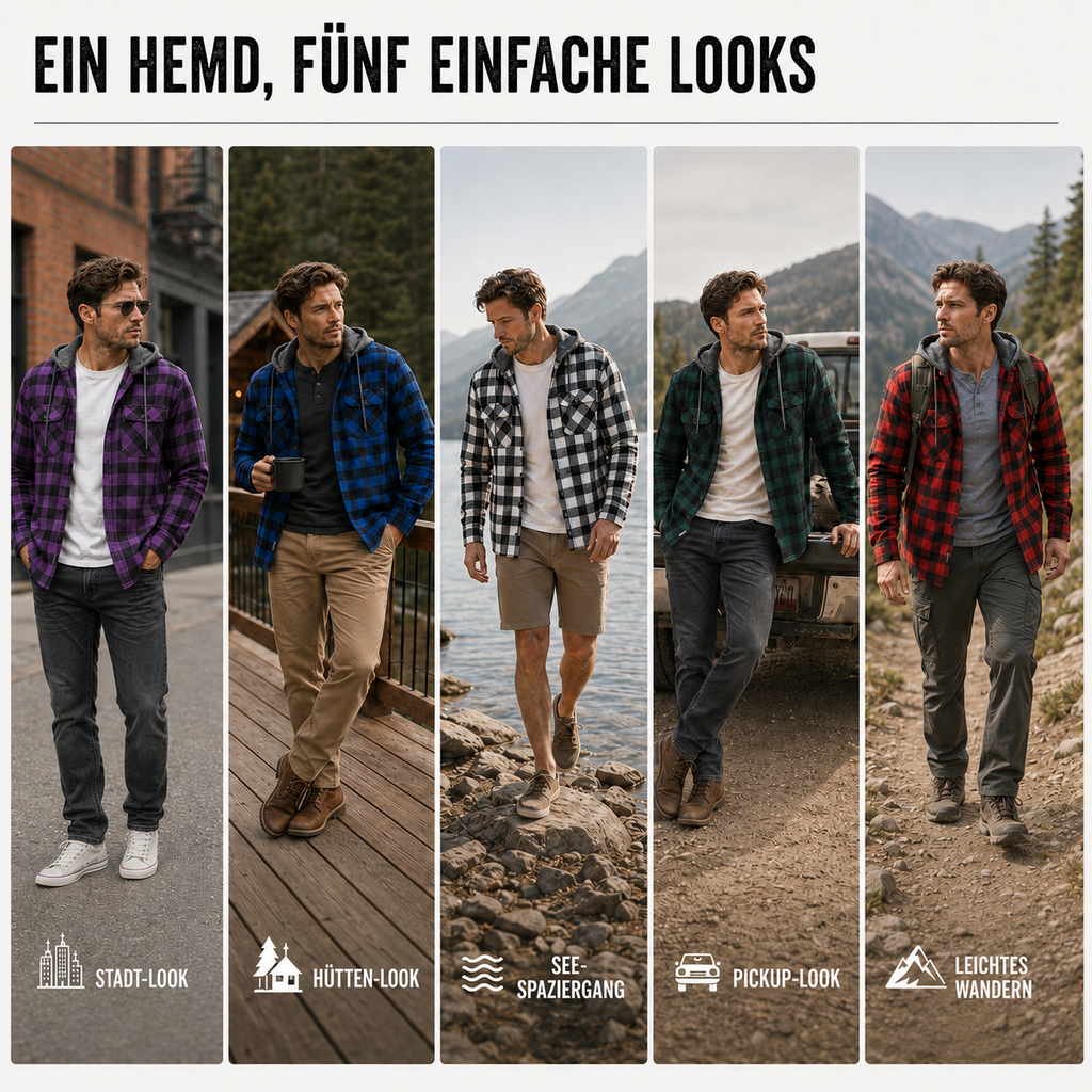 Langärmeliges Flanellhemd mit Kapuze