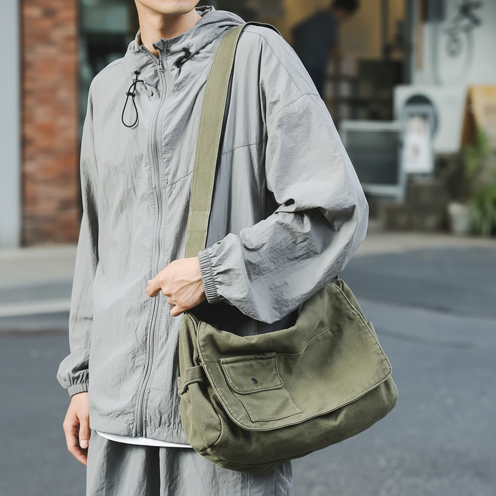 Große Canvas Messenger Tasche