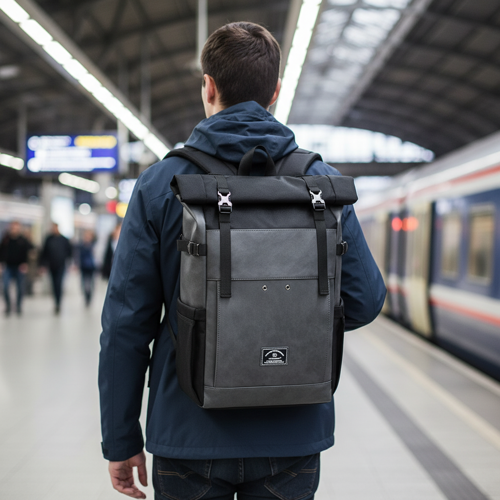 Rolltop-Rucksack mit großem Fassungsvermögen