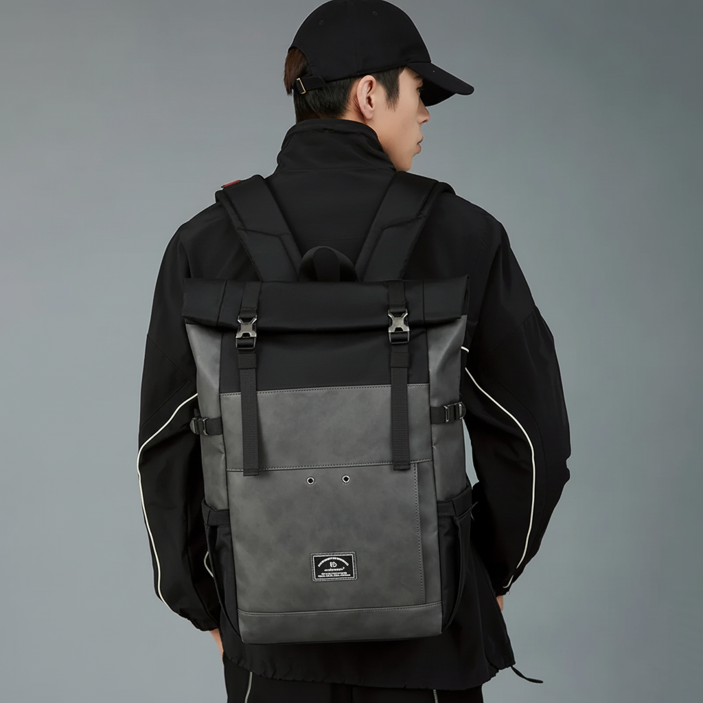 Rolltop-Rucksack mit großem Fassungsvermögen