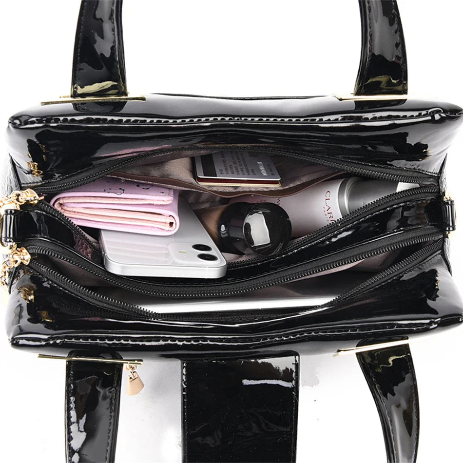 Große Lack-Tote-Tasche