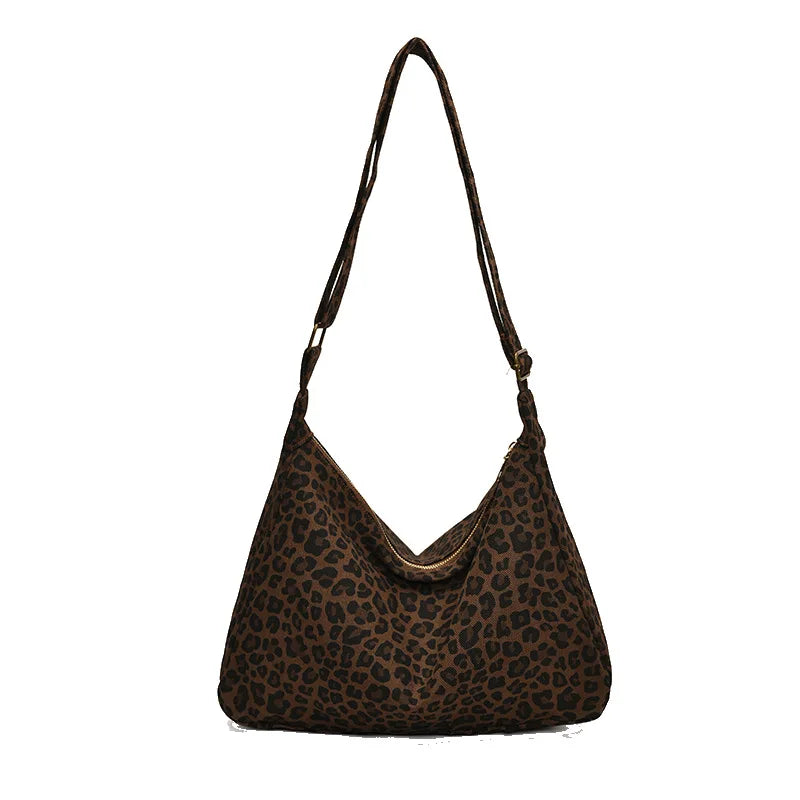 Leopelle Großes Leoparden-Print Schultertasche