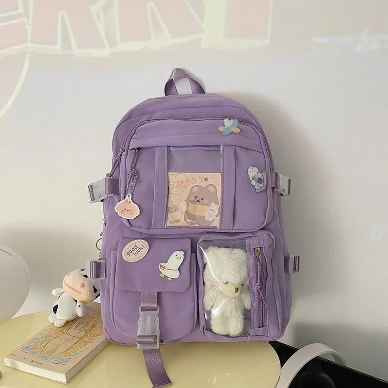 Lilacory Preppy-Style Schulrucksack