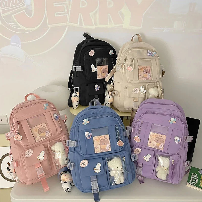 Lilacory Preppy-Style Schulrucksack