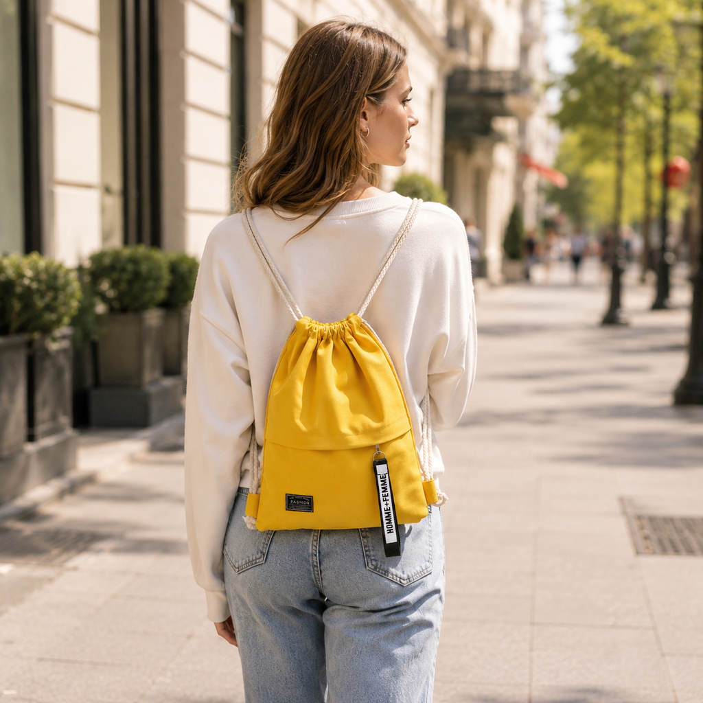 Linenovo Weiches Leinen-Zugbeutel-Rucksack