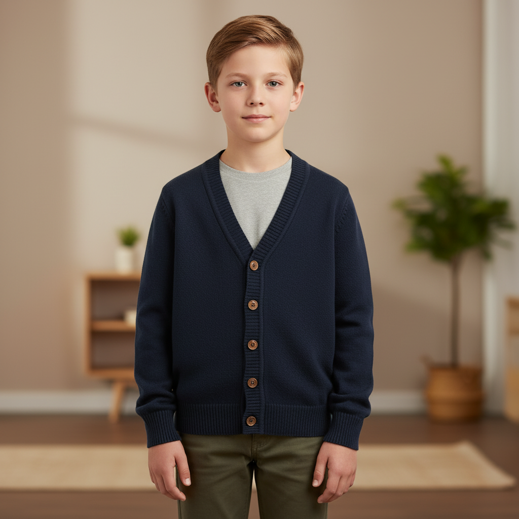 Langarm Strickjacke aus Materialmischung