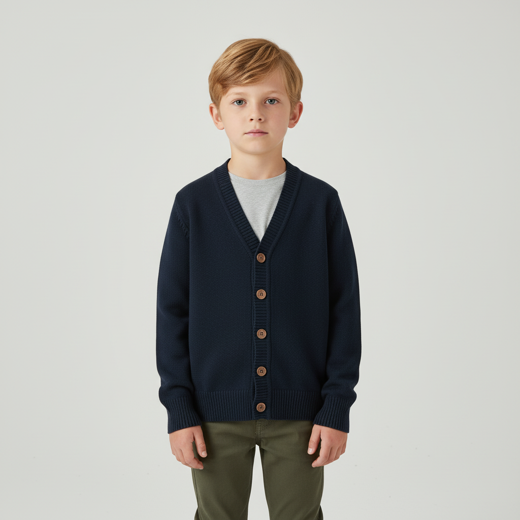 Langarm Strickjacke aus Materialmischung