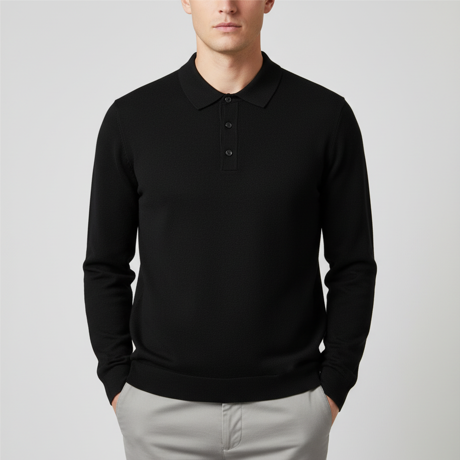 Langarm Strickpolo für Herren