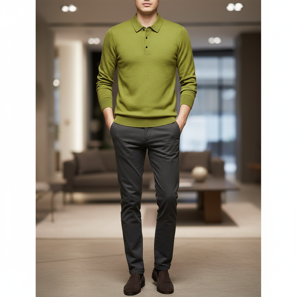 Langarm Strickpolo für Herren