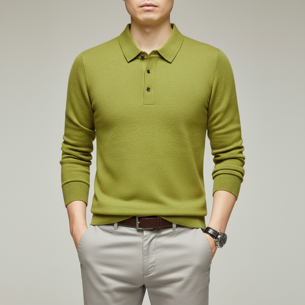 Langarm Strickpolo für Herren