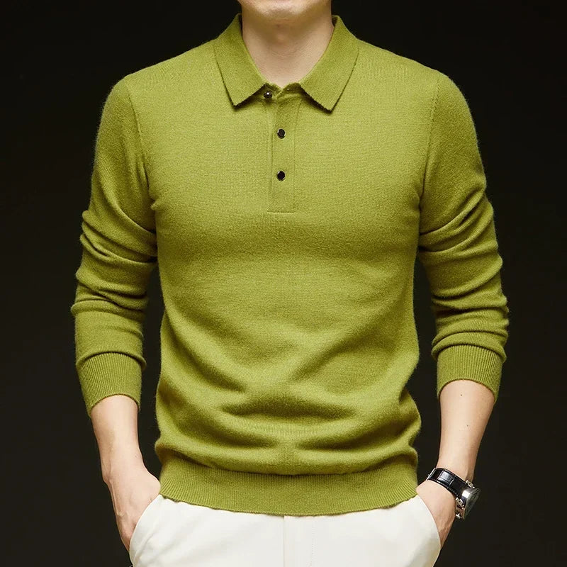 Langarm Strickpolo für Herren