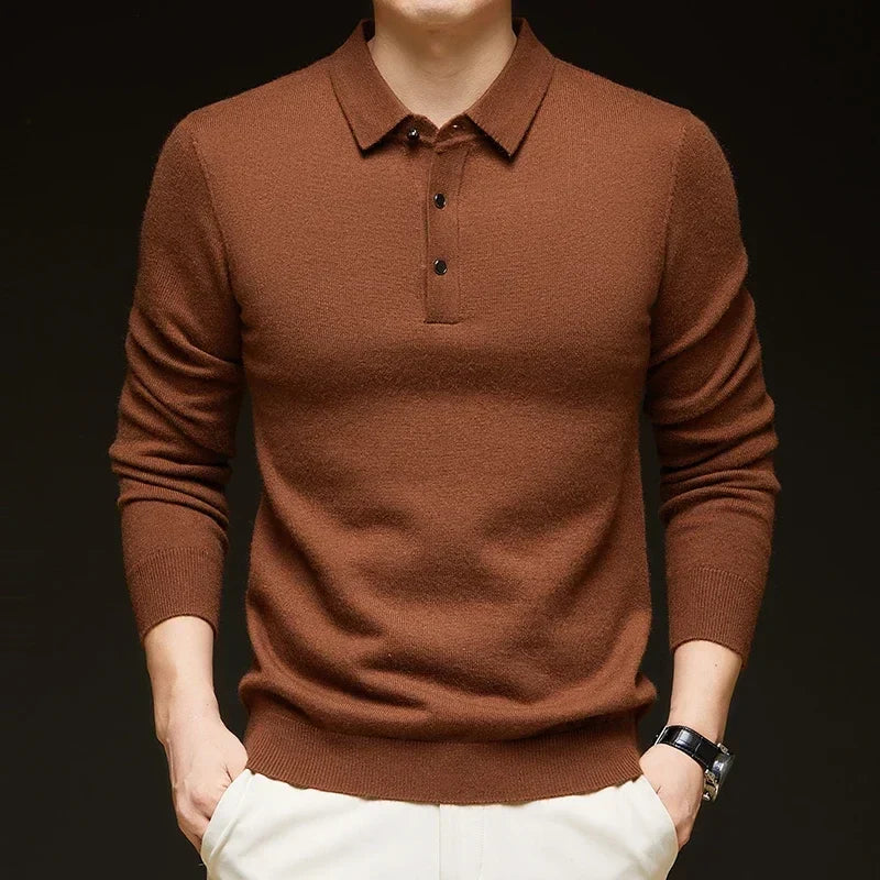 Langarm Strickpolo für Herren