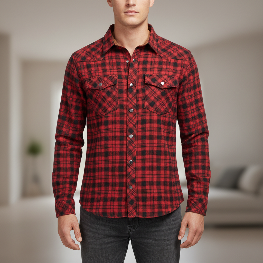 Langarm-Flanellhemd mit Karo-Muster