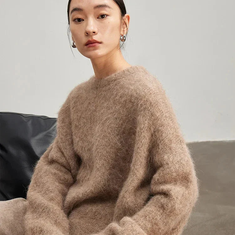 Locker geschnittener Alpaka-Strickpullover