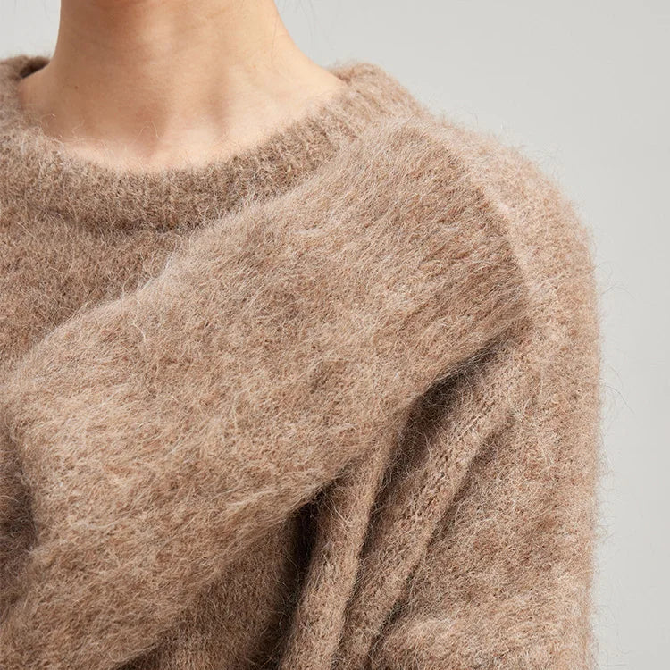 Locker geschnittener Alpaka-Strickpullover