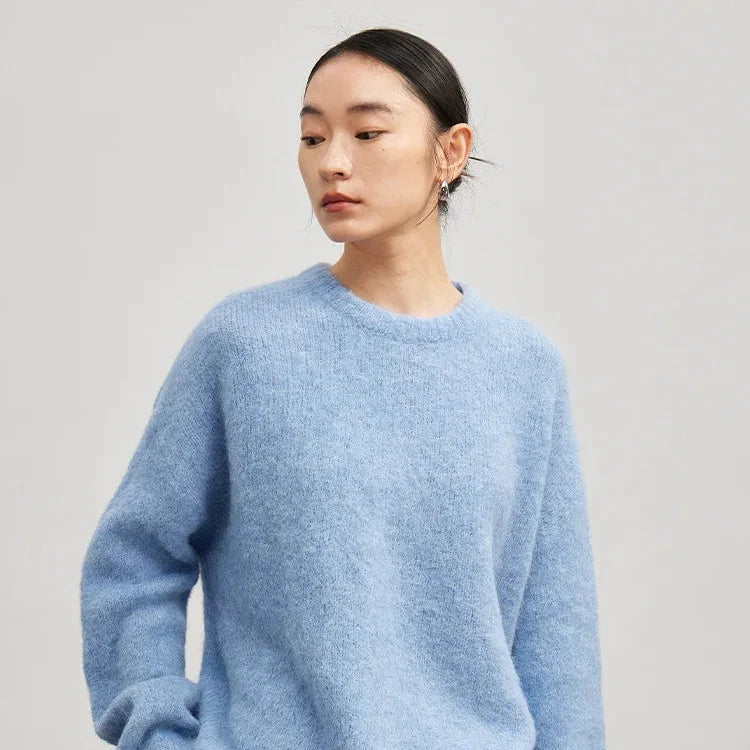 Locker geschnittener Alpaka-Strickpullover