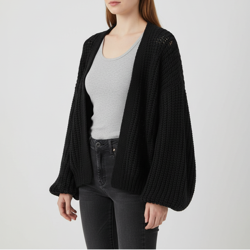 Locker geschnittene Strickjacke im Jackenstil
